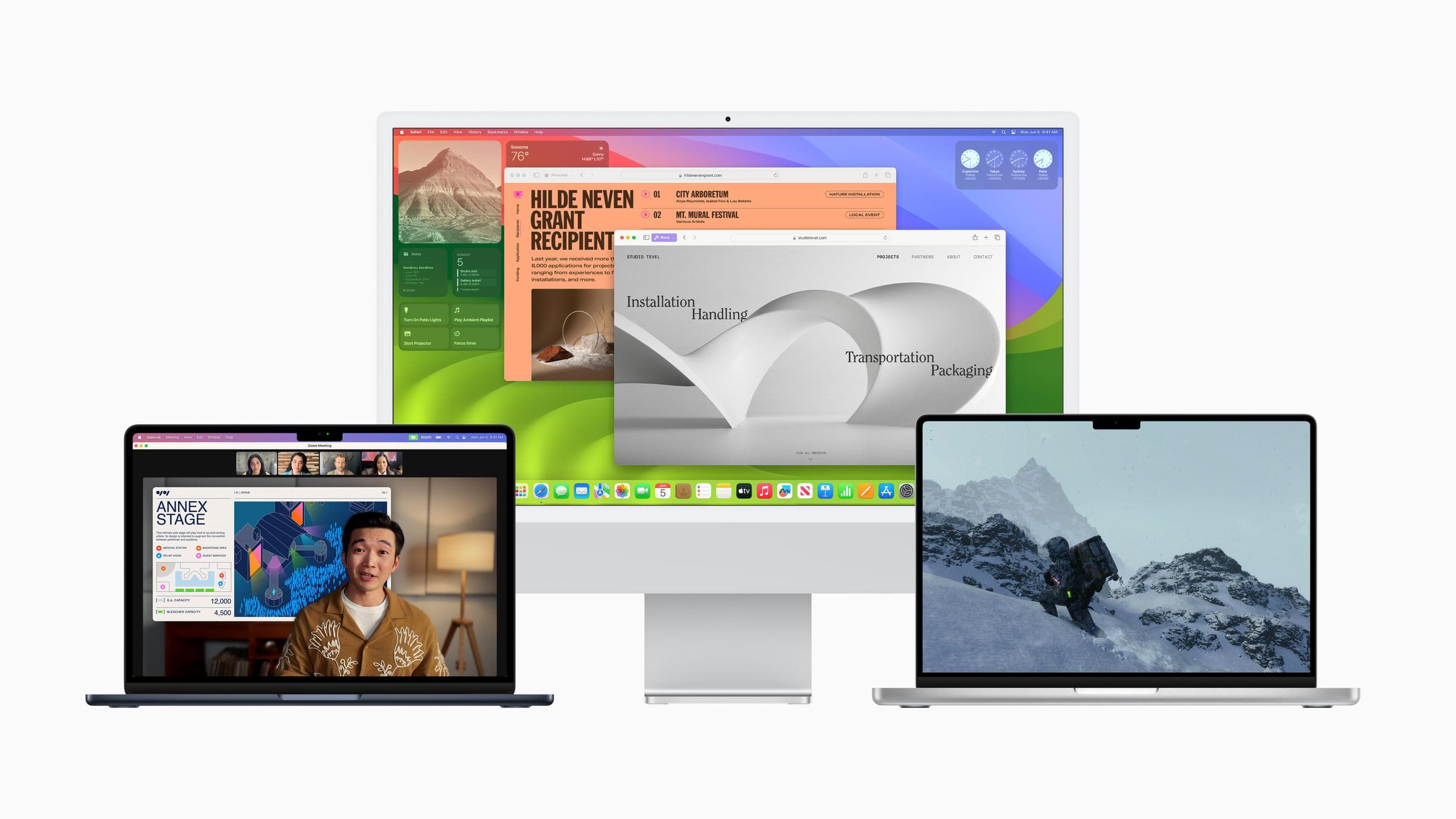 macOS Sonoma rende l'esperienza Mac migliore che mai: dai widget agli aggiornamenti di Safari e delle videoconferenze, oltre a nuovi entusiasmanti titoli di gioco.