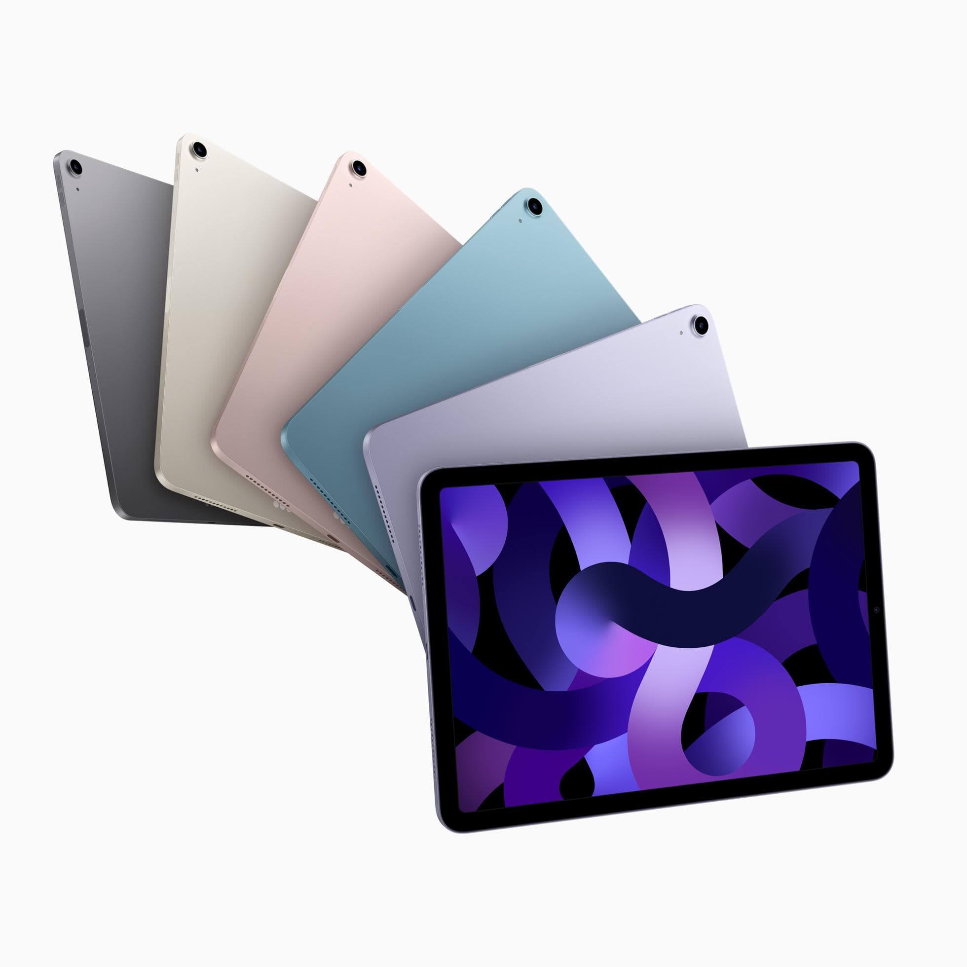 L'assortimento di colori dei nuovi iPad Air.